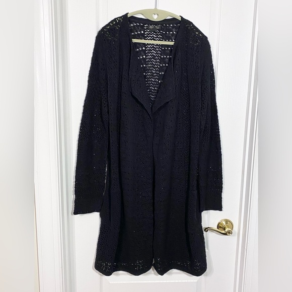 Lucky Brand Sweaters - Lucky Brand Open Knit Duster Cardigan Black Large
